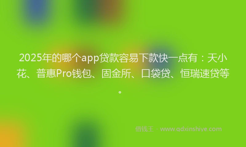 2025年的哪个app贷款容易下款快一点有：天小花、普惠Pro钱包、固金所、口袋贷、恒瑞速贷等。