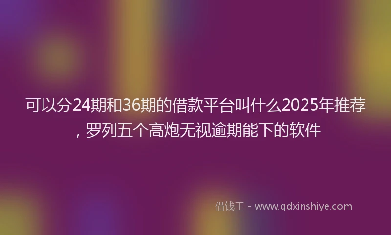 可以分24期和36期的借款平台叫什么2025年推荐，罗列五个高炮无视逾期能下的软件