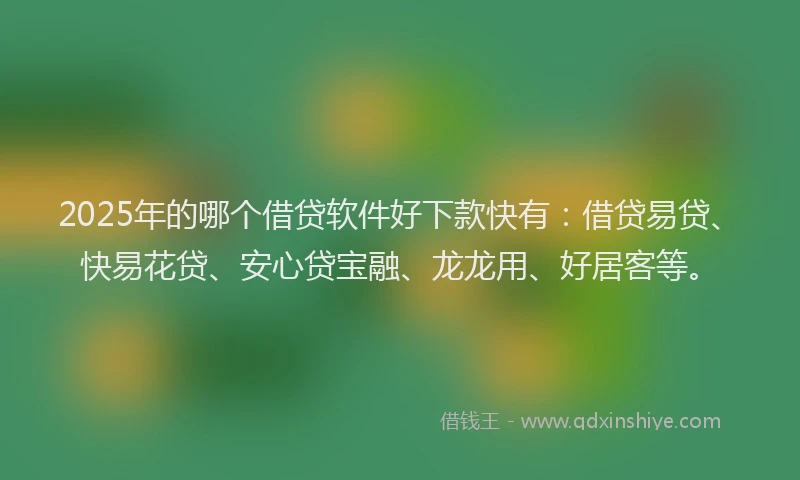 2025年的哪个借贷软件好下款快有：借贷易贷、快易花贷、安心贷宝融、龙龙用、好居客等。