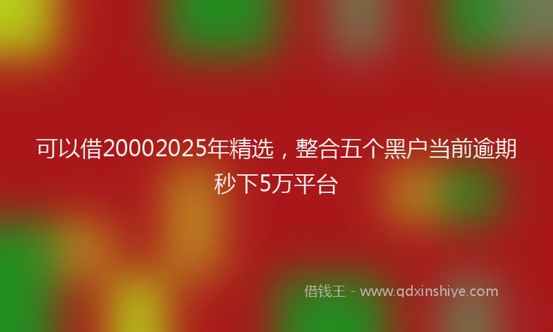 可以借20002025年精选，整合五个黑户当前逾期秒下5万平台