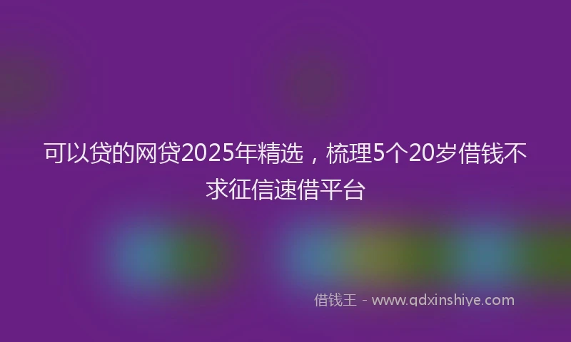 可以贷的网贷2025年精选，梳理5个20岁借钱不求征信速借平台