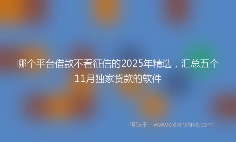 哪个平台借款不看征信的2025年精选，汇总五个11月独家贷款的软件