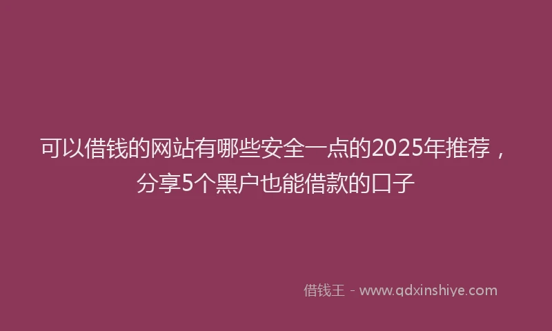 可以借钱的网站有哪些安全一点的2025年推荐，分享5个黑户也能借款的口子