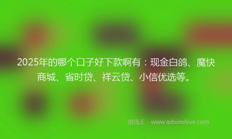 2025年的哪个口子好下款啊有：现金白鸽、魔快商城、省时贷、祥云贷、小信优选等。