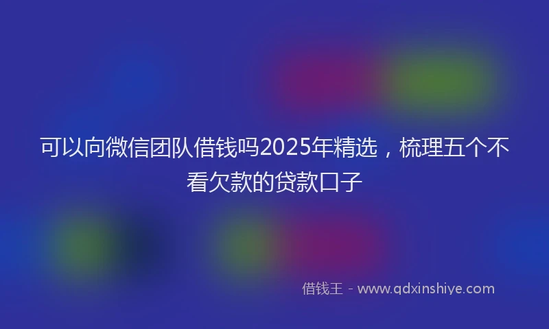 可以向微信团队借钱吗2025年精选，梳理五个不看欠款的贷款口子