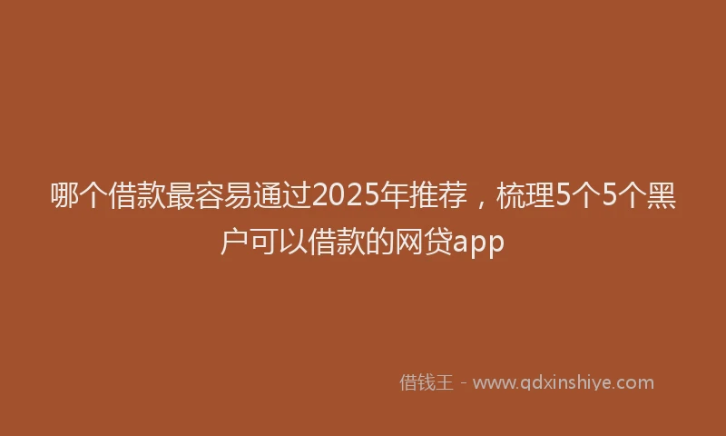 哪个借款最容易通过2025年推荐，梳理5个5个黑户可以借款的网贷app