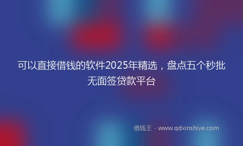 可以直接借钱的软件2025年精选，盘点五个秒批无面签贷款平台