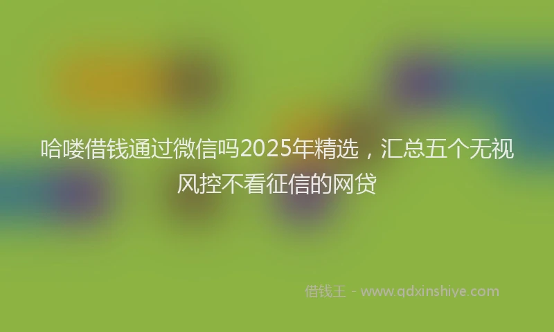 哈喽借钱通过微信吗2025年精选，汇总五个无视风控不看征信的网贷
