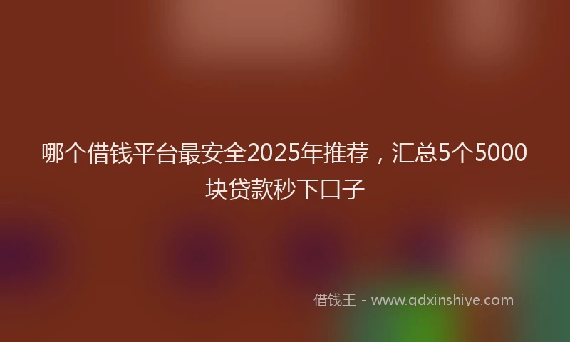 哪个借钱平台最安全2025年推荐，汇总5个5000块贷款秒下口子