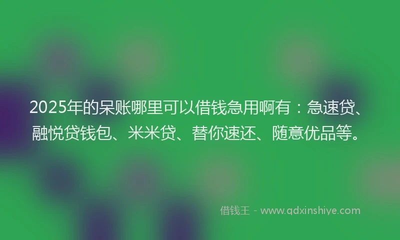 2025年的呆账哪里可以借钱急用啊有：急速贷、融悦贷钱包、米米贷、替你速还、随意优品等。