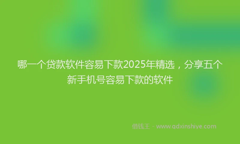 哪一个贷款软件容易下款2025年精选，分享五个新手机号容易下款的软件
