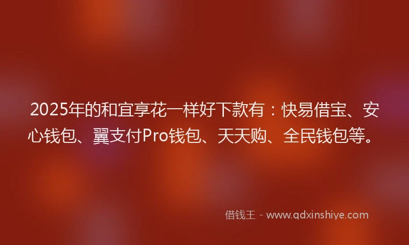 2025年的和宜享花一样好下款有：快易借宝、安心钱包、翼支付Pro钱包、天天购、全民钱包等。