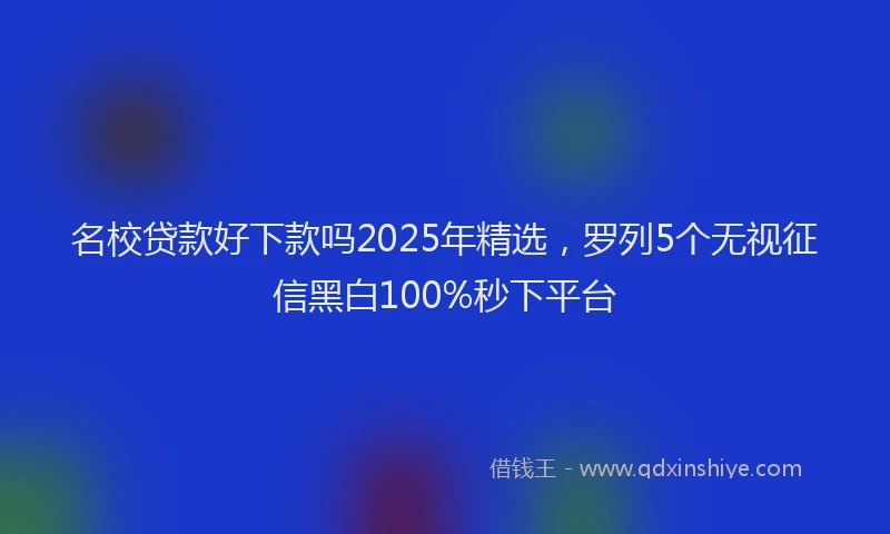 名校贷款好下款吗2025年精选，罗列5个无视征信黑白100%秒下平台