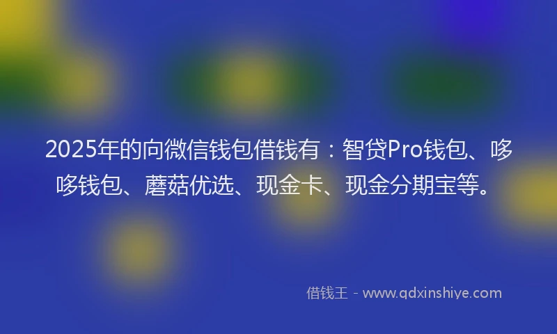 2025年的向微信钱包借钱有：智贷Pro钱包、哆哆钱包、蘑菇优选、现金卡、现金分期宝等。