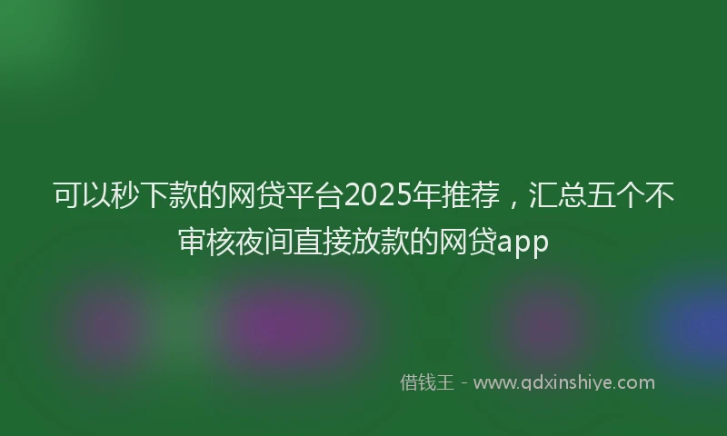 可以秒下款的网贷平台2025年推荐，汇总五个不审核夜间直接放款的网贷app