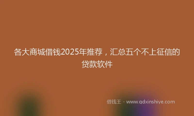 各大商城借钱2025年推荐，汇总五个不上征信的贷款软件