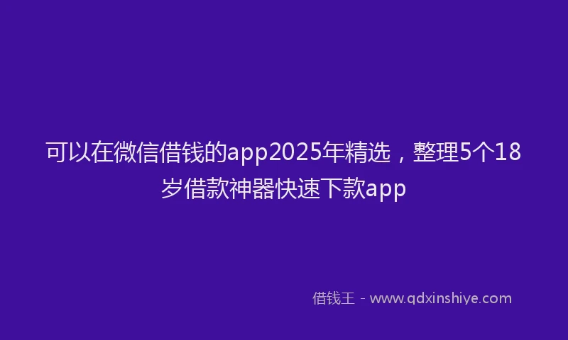 可以在微信借钱的app2025年精选，整理5个18岁借款神器快速下款app