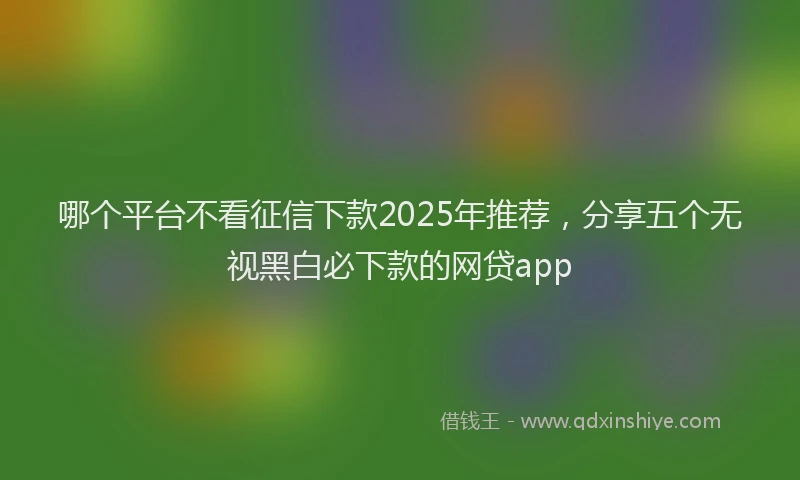 哪个平台不看征信下款2025年推荐，分享五个无视黑白必下款的网贷app
