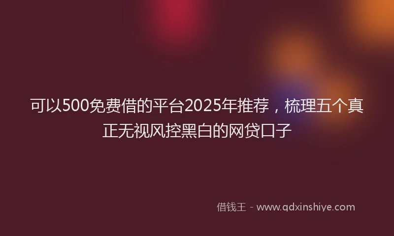可以500免费借的平台2025年推荐，梳理五个真正无视风控黑白的网贷口子