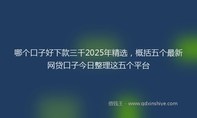 哪个口子好下款三千2025年精选，概括五个最新网贷口子今日整理这五个平台