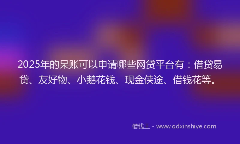 2025年的呆账可以申请哪些网贷平台有：借贷易贷、友好物、小鹅花钱、现金侠途、借钱花等。