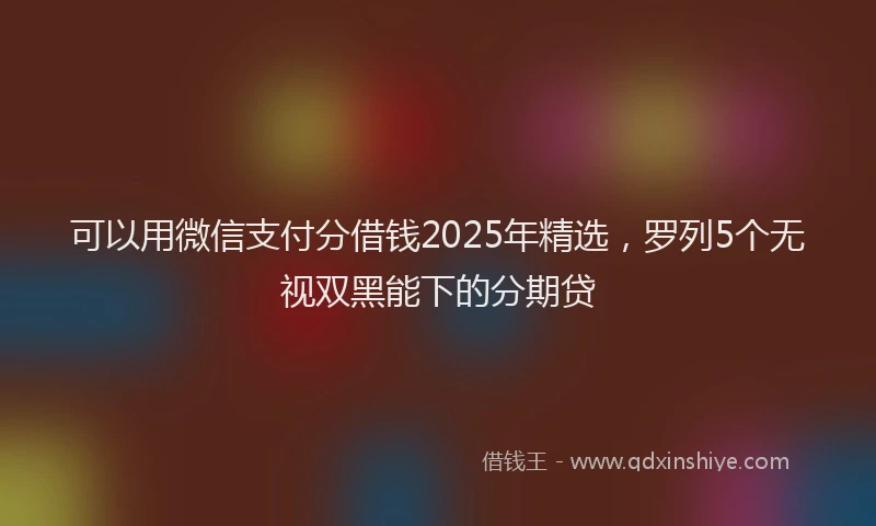可以用微信支付分借钱2025年精选，罗列5个无视双黑能下的分期贷