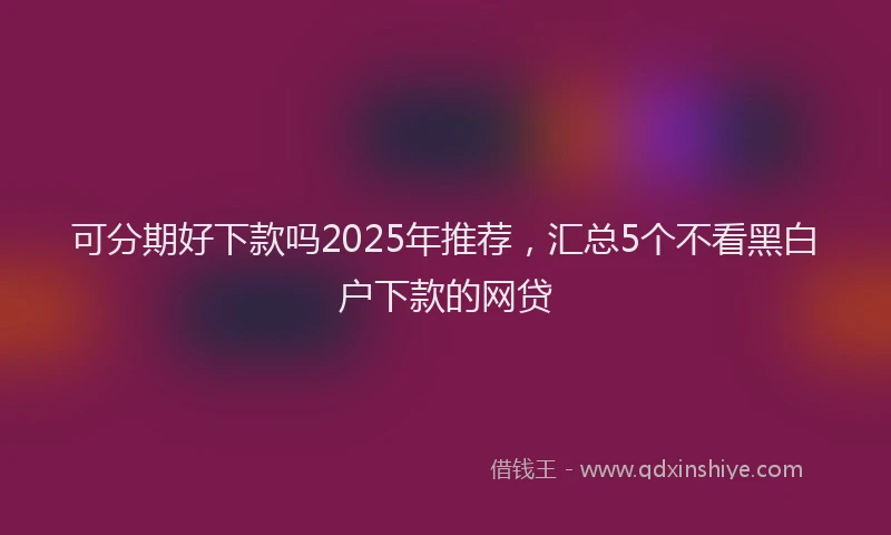 可分期好下款吗2025年推荐，汇总5个不看黑白户下款的网贷
