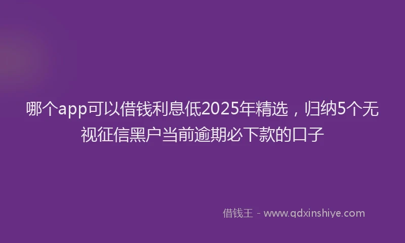 哪个app可以借钱利息低2025年精选，归纳5个无视征信黑户当前逾期必下款的口子