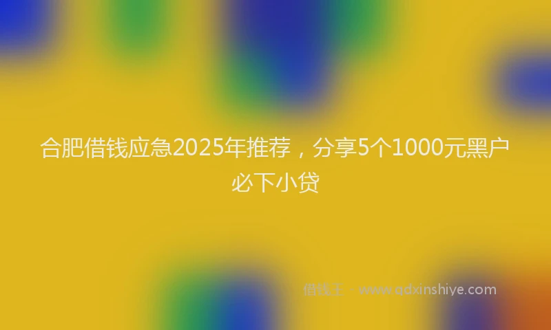 合肥借钱应急2025年推荐，分享5个1000元黑户必下小贷