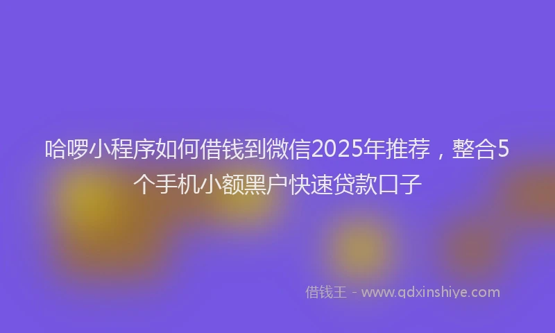 哈啰小程序如何借钱到微信2025年推荐，整合5个手机小额黑户快速贷款口子