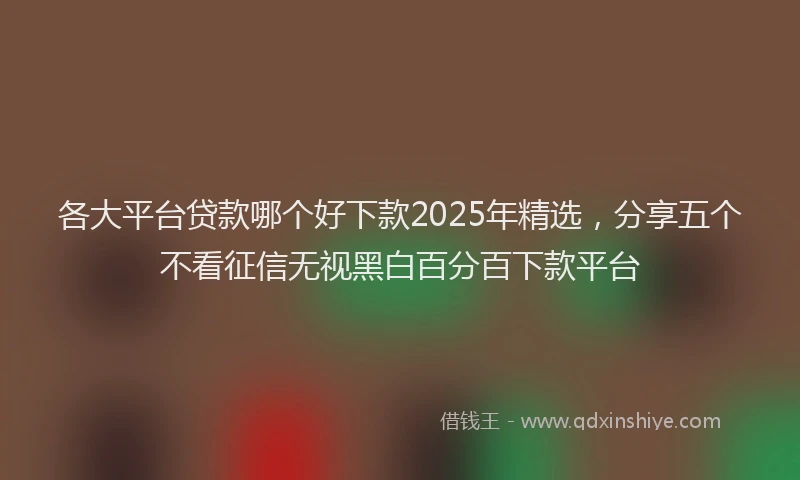各大平台贷款哪个好下款2025年精选，分享五个不看征信无视黑白百分百下款平台