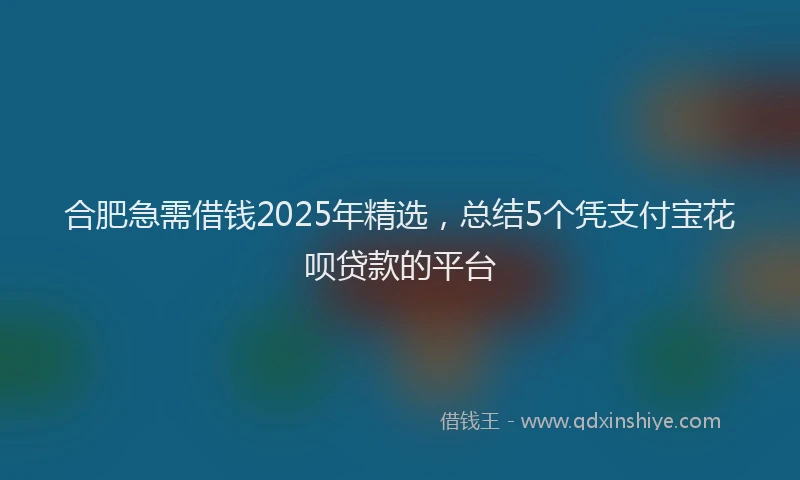 合肥急需借钱2025年精选，总结5个凭支付宝花呗贷款的平台