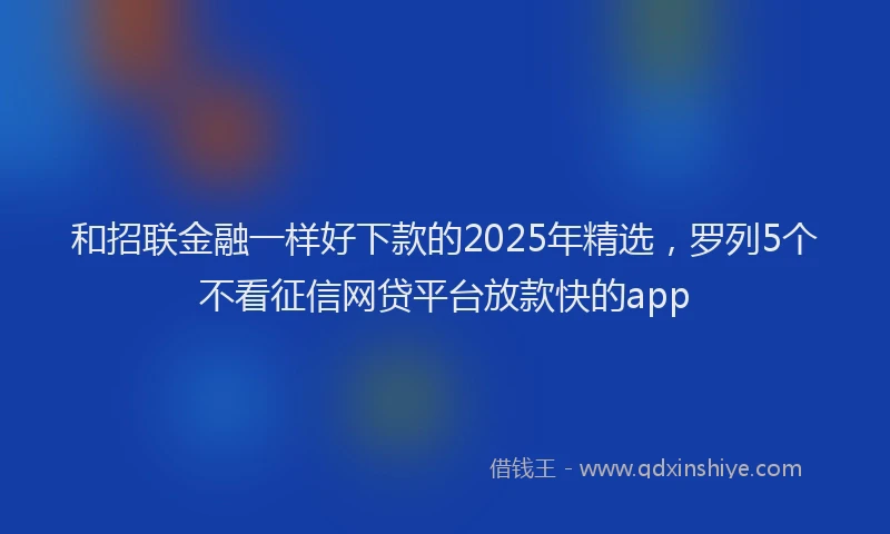和招联金融一样好下款的2025年精选，罗列5个不看征信网贷平台放款快的app