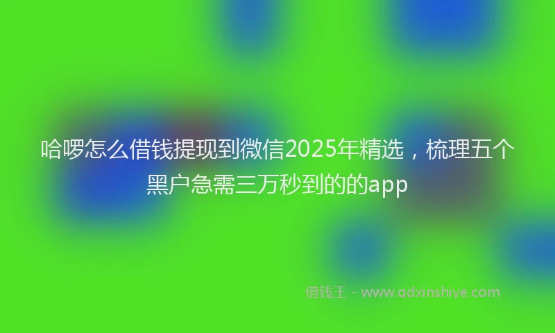 哈啰怎么借钱提现到微信2025年精选，梳理五个黑户急需三万秒到的的app