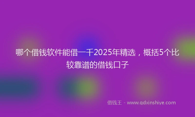 哪个借钱软件能借一千2025年精选，概括5个比较靠谱的借钱口子