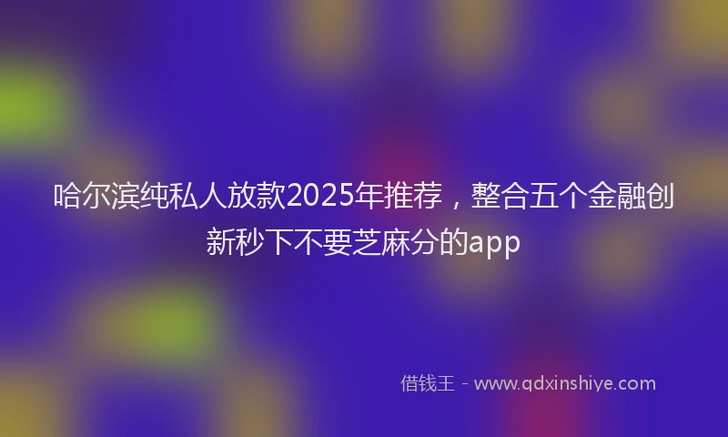 哈尔滨纯私人放款2025年推荐，整合五个金融创新秒下不要芝麻分的app
