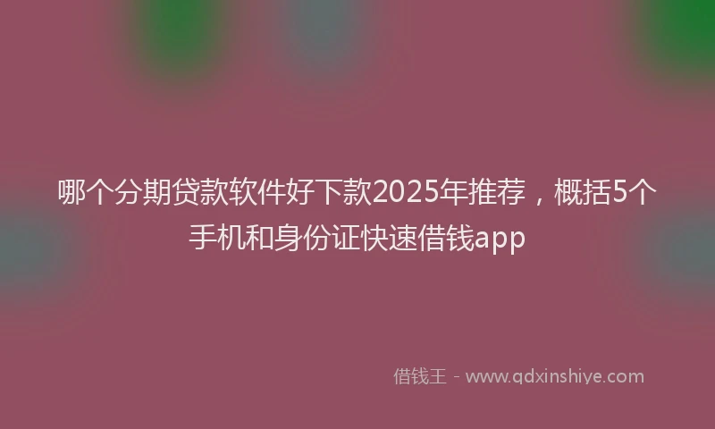 哪个分期贷款软件好下款2025年推荐，概括5个手机和身份证快速借钱app
