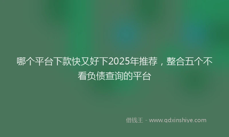 哪个平台下款快又好下2025年推荐，整合五个不看负债查询的平台
