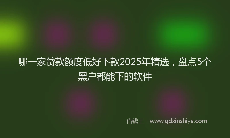 哪一家贷款额度低好下款2025年精选，盘点5个黑户都能下的软件