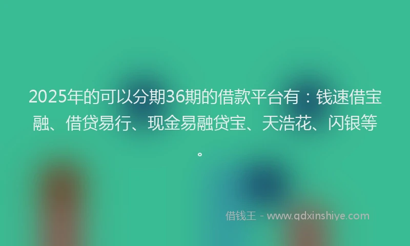 2025年的可以分期36期的借款平台有：钱速借宝融、借贷易行、现金易融贷宝、天浩花、闪银等。