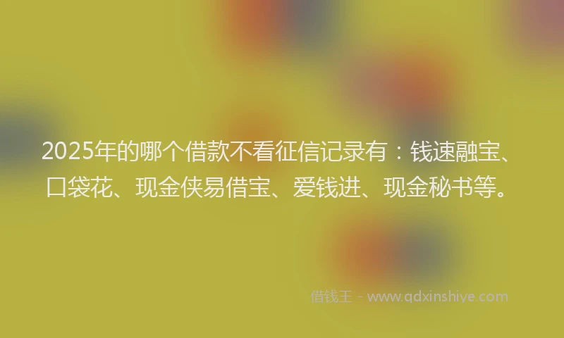 2025年的哪个借款不看征信记录有：钱速融宝、口袋花、现金侠易借宝、爱钱进、现金秘书等。