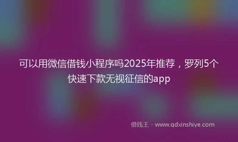 可以用微信借钱小程序吗2025年推荐，罗列5个快速下款无视征信的app