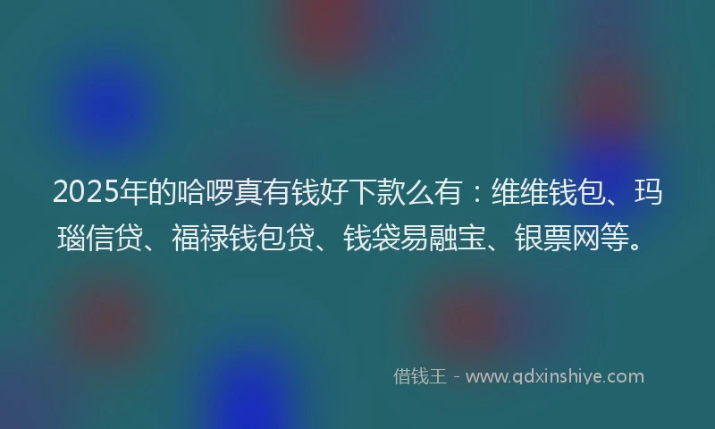 2025年的哈啰真有钱好下款么有：维维钱包、玛瑙信贷、福禄钱包贷、钱袋易融宝、银票网等。