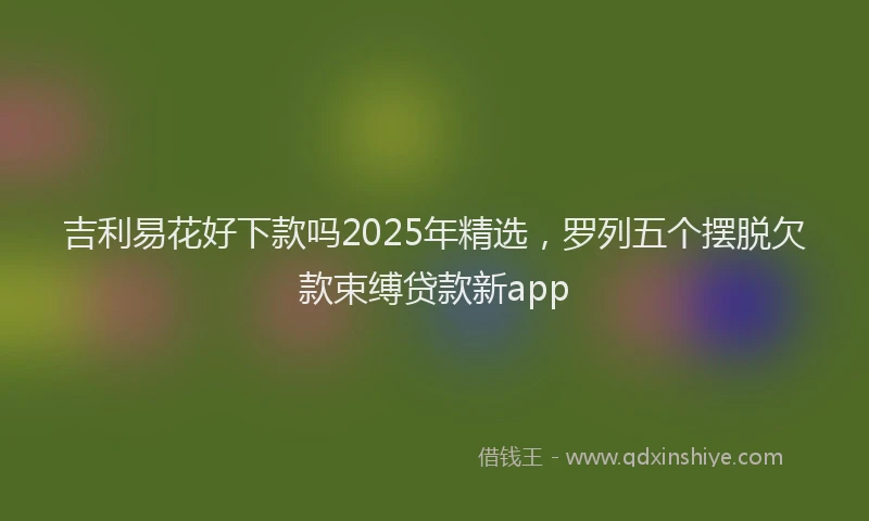 吉利易花好下款吗2025年精选，罗列五个摆脱欠款束缚贷款新app