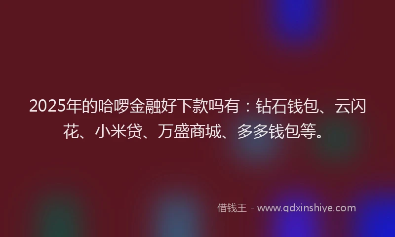 2025年的哈啰金融好下款吗有：钻石钱包、云闪花、小米贷、万盛商城、多多钱包等。