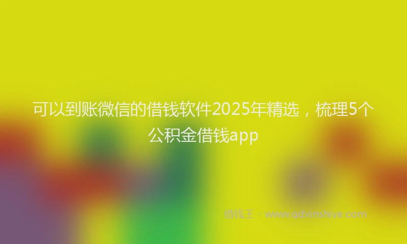 可以到账微信的借钱软件2025年精选，梳理5个公积金借钱app