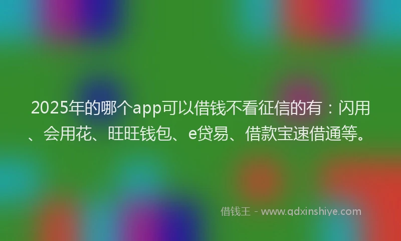 2025年的哪个app可以借钱不看征信的有：闪用、会用花、旺旺钱包、e贷易、借款宝速借通等。