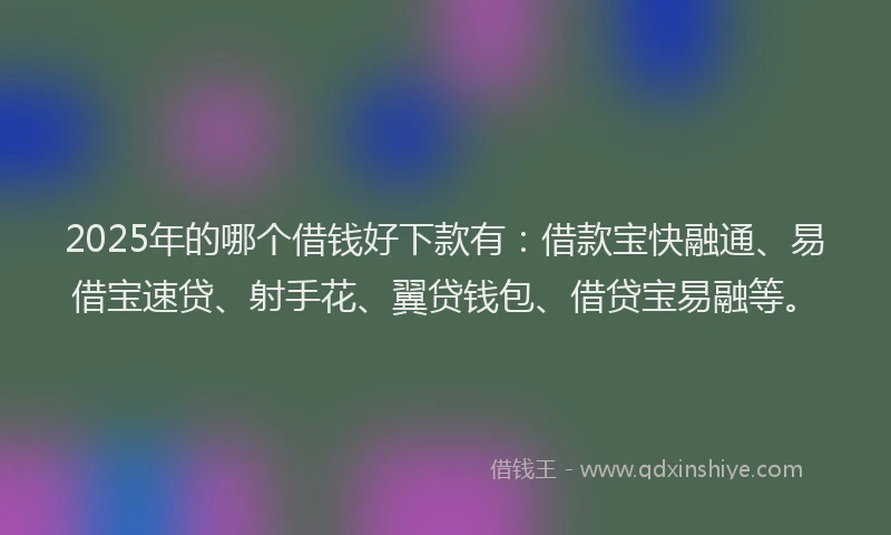 2025年的哪个借钱好下款有：借款宝快融通、易借宝速贷、射手花、翼贷钱包、借贷宝易融等。