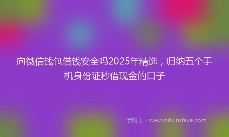 向微信钱包借钱安全吗2025年精选，归纳五个手机身份证秒借现金的口子