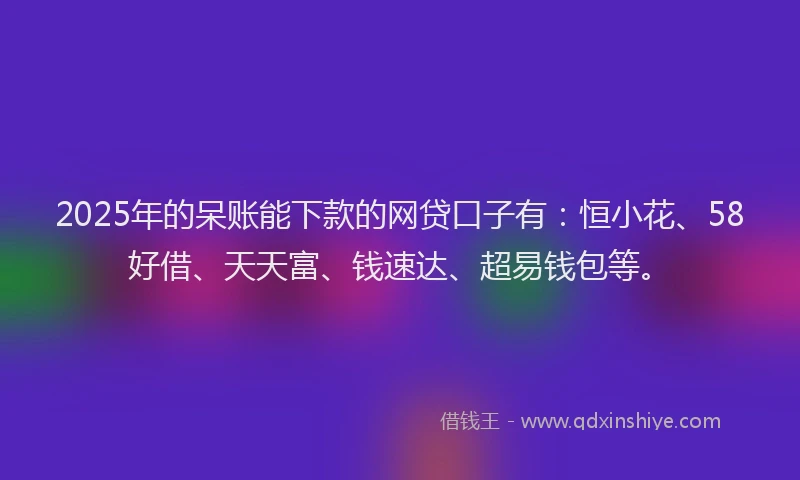 2025年的呆账能下款的网贷口子有：恒小花、58好借、天天富、钱速达、超易钱包等。